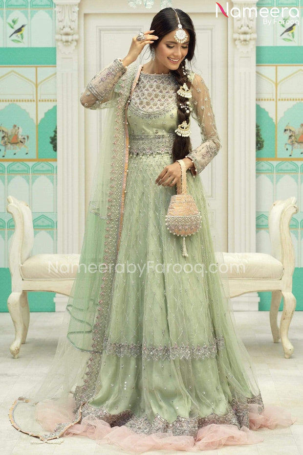 Pakistani Bridal Mint Green Lehenga Choli Dress Online 2021 CUSTOM SIZES Pakistani Bridal Mint Green Lehenga Choli Dress Online 2021 CUSTOM SIZES