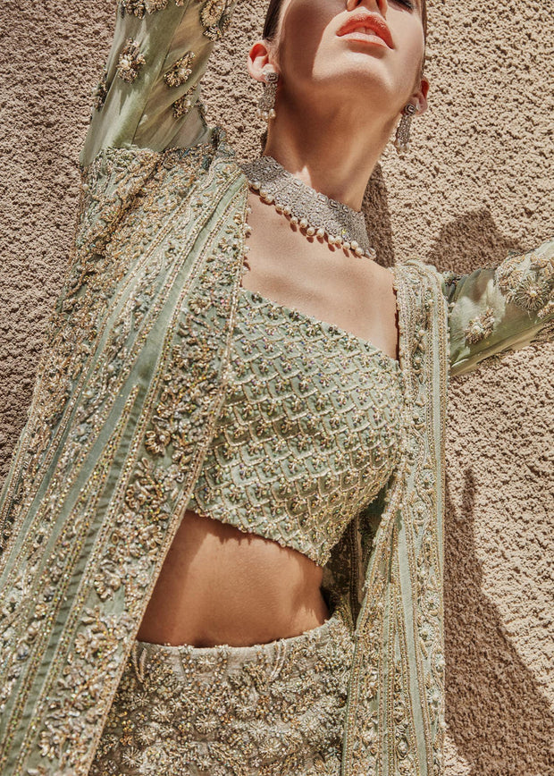 Mint green lengha sales