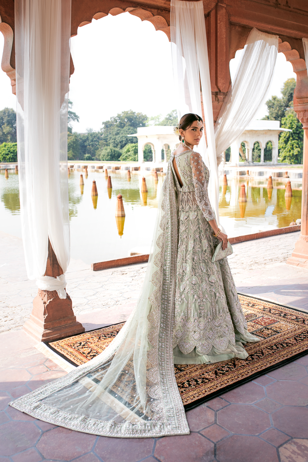 Mint Green Lehenga Gown Pakistani Wedding Dress