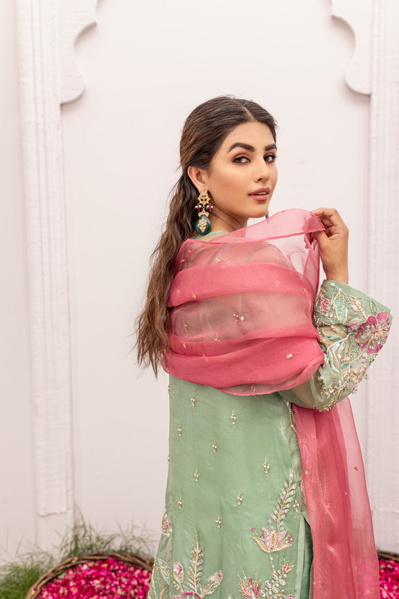 Mint Green Pakistani Dress in Kameez Trouser Style Online Nameera by Farooq Mint Green Pakistani Dress in Kameez Trouser Style Online Nameera by Farooq