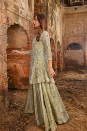 Mint Green Peplum Lehenga Bridal Dress Pakistani for Wedding