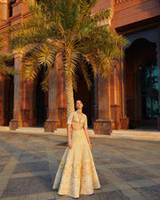 Mint Yellow Lehenga Skirt Bridal Dress 