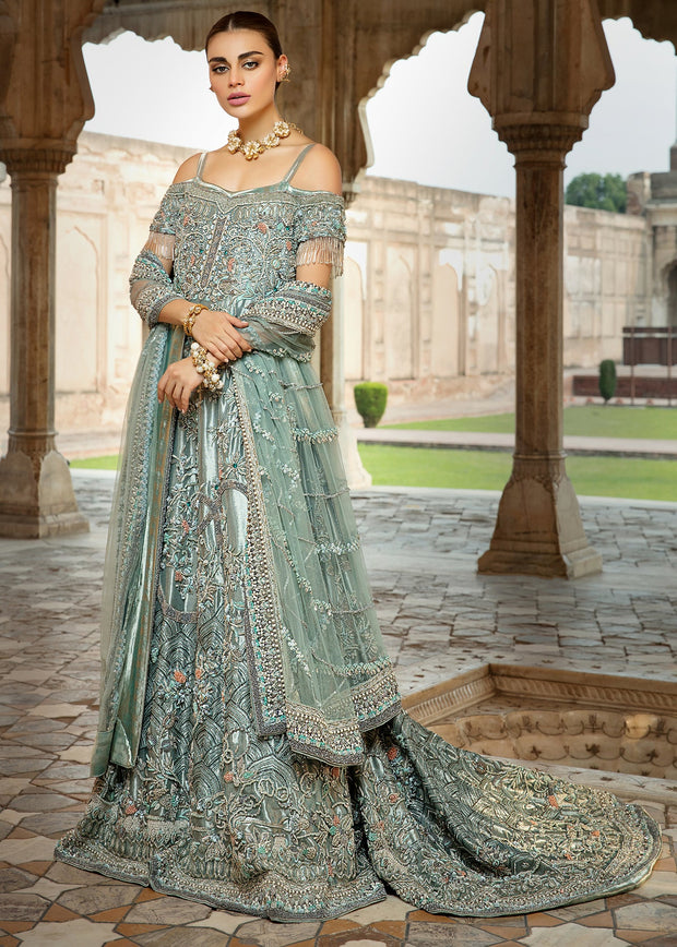 Designer Lehenga Choli Off Shoulder Indian Gowns Blue Off Shoulder