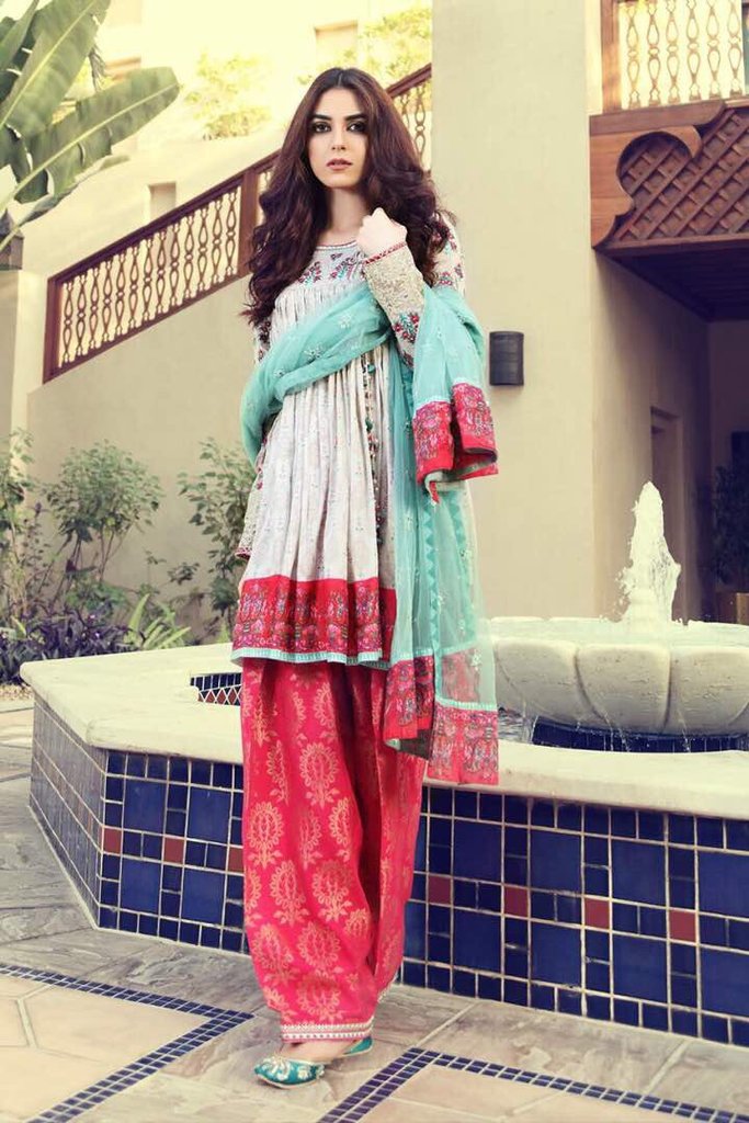 Modern Patiyala Shalwar Chunat Frock Angrakha Lawn Dress 