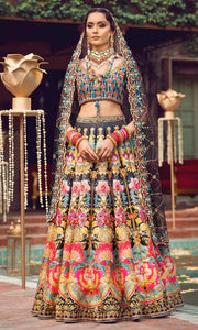 Multi-color Embellished Black Lehenga Choli Bridal Wear