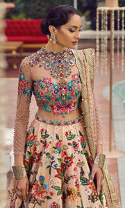 Multi-color Embellished Ivory Lehenga Choli Bridal Wear