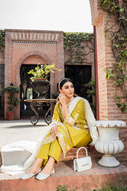 Mustard Embroidered Kameez Trouser Dupatta Pakistani Eid Dress