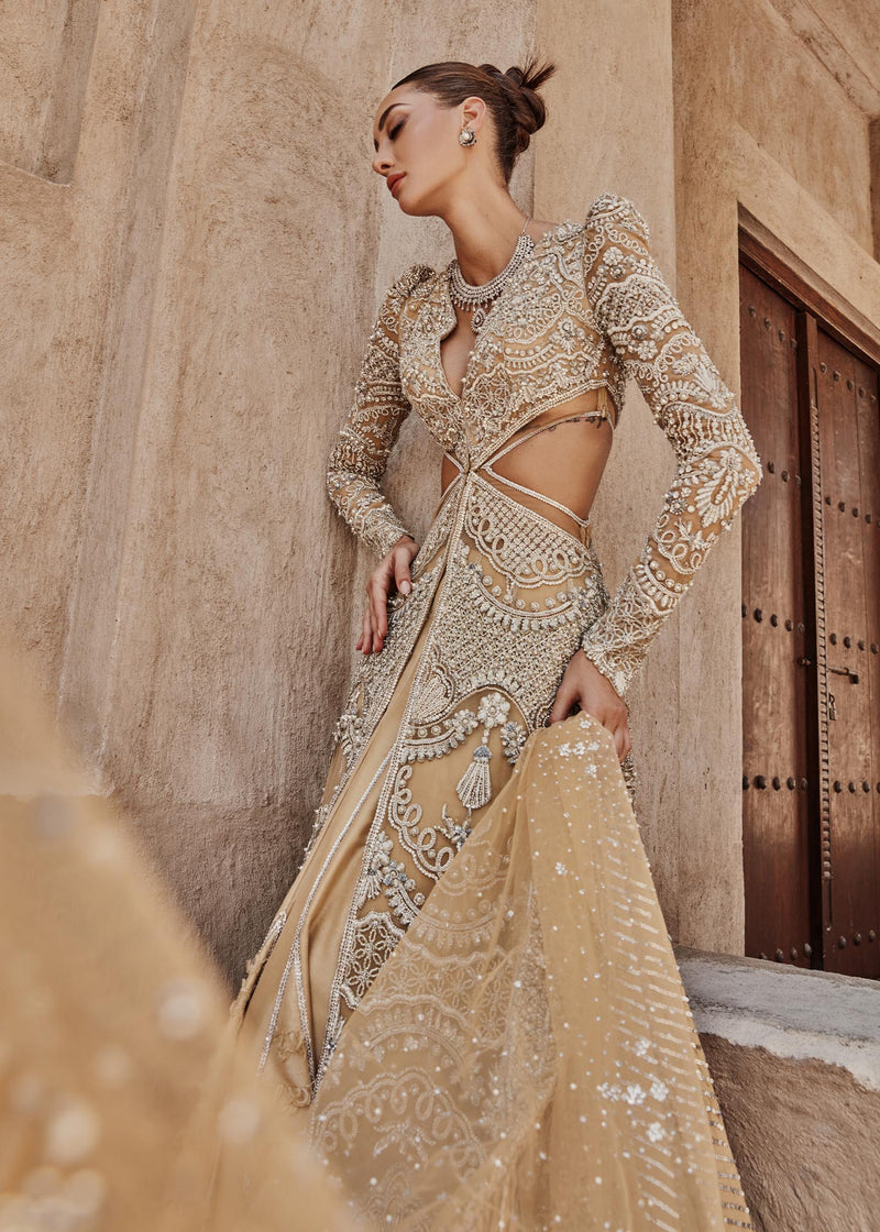 Mustard Gold Lehenga Gown 