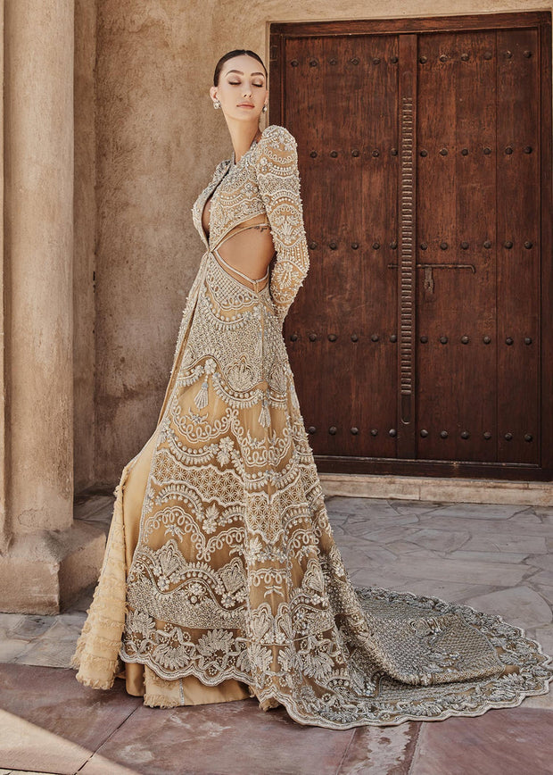 Mustard Gold Lehenga Gown Bridal Pakistani 