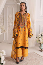 Mustard Kameez Trouser and Dupatta Pakistani Eid Dress