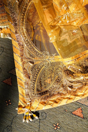 Mustard Pakistani Bridal Dress in Sharara Kameez Dupatta Style