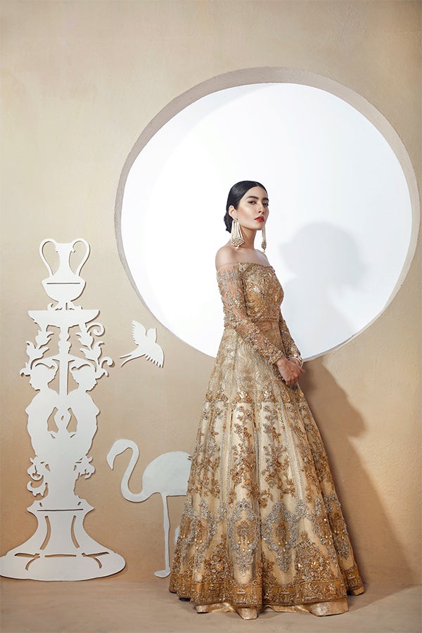 Mustard Yellow Lehenga Bridal Dress 