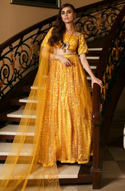Mustard Yellow Lehenga Choli Pakistani Bridal Dress