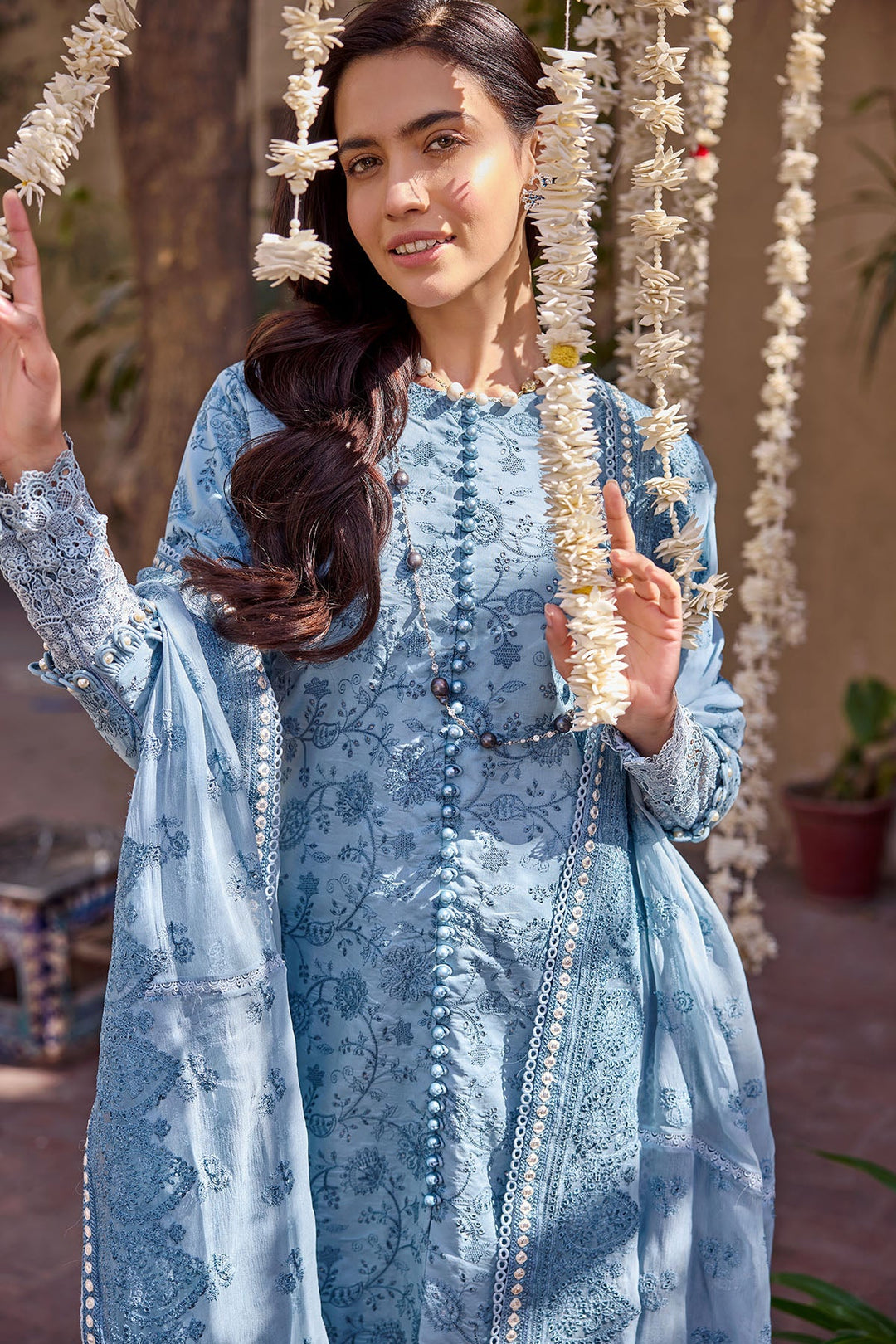 Navy Blue Embroidered Shirt with Capri Pakistani Eid Dress 2023