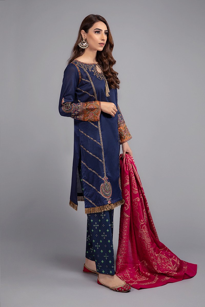 Navy Blue Lawn Eid Wear with Embroidery
