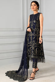 Navy Blue Pakistani Dress with Fine Embroidery