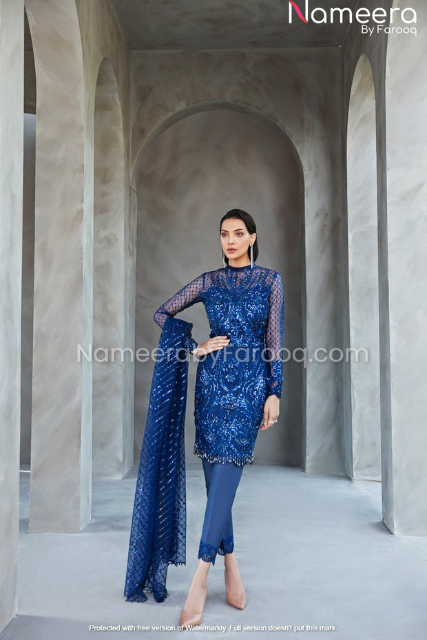 Dark blue salwar kameez top