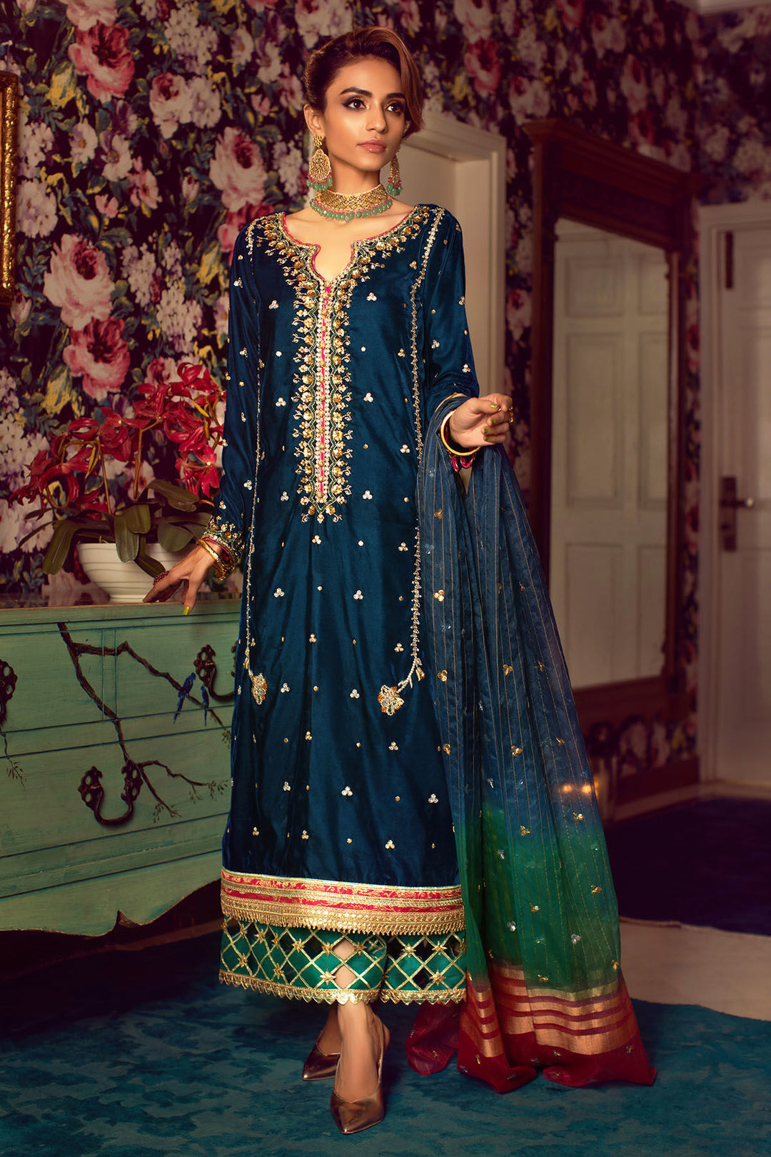 blue velvet pakistani dresses DEEPSY 1171 ANAYA VELVET PAKISTANI SUITS ONLINE