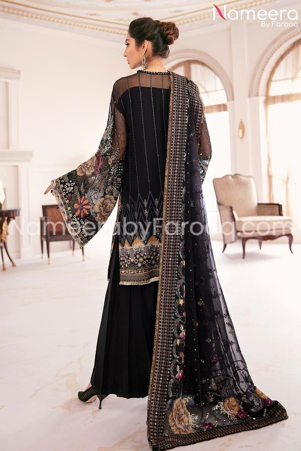 Navy blue dress pakistani back