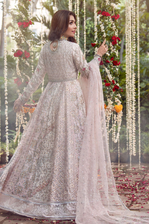 Net Bridal Frock for Walima in Blush Pink Backside Look