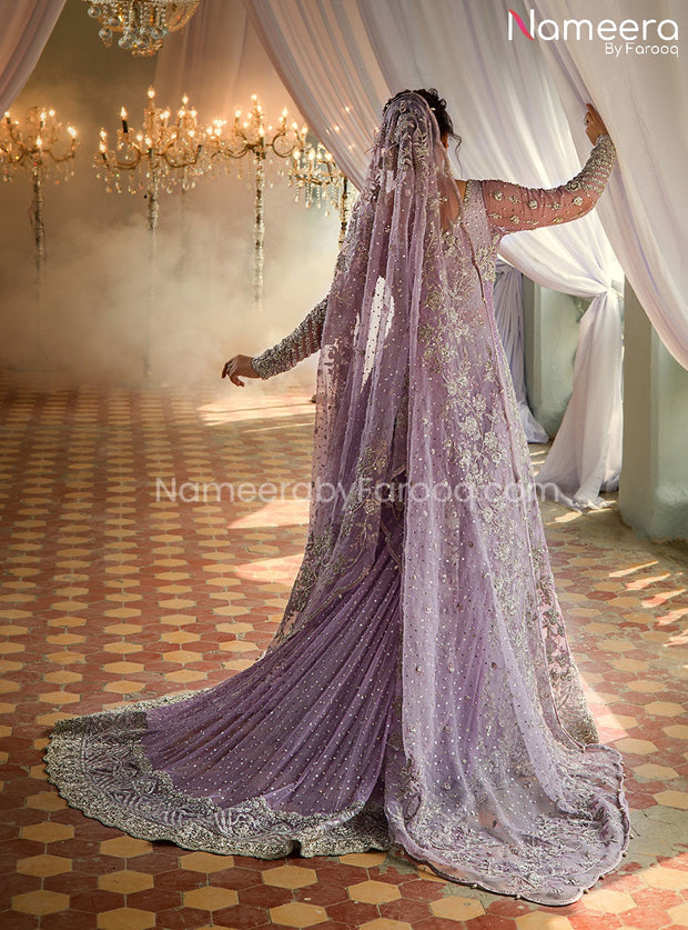 Net Embellished Kameez with Bridal Sharara Dress