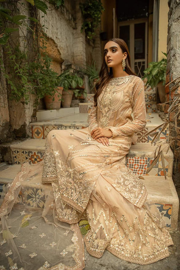 Net Embroidered Gharara Party Dress