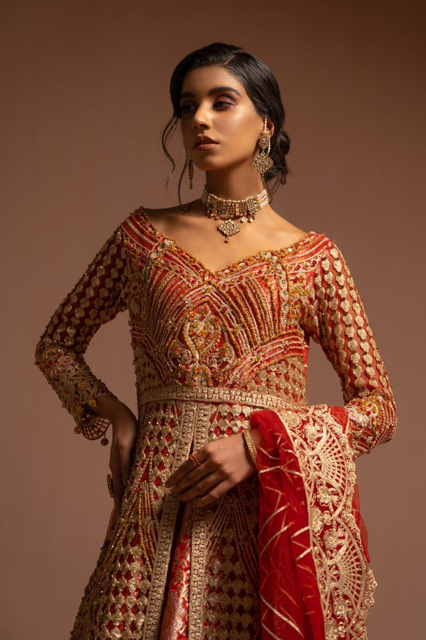 Net Embroidered Long Maxi for Wedding