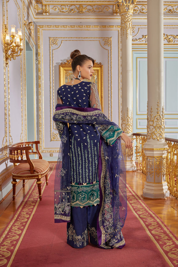 Net Kameez and Raw Silk Trouser Pakistani Wedding Dress Online
