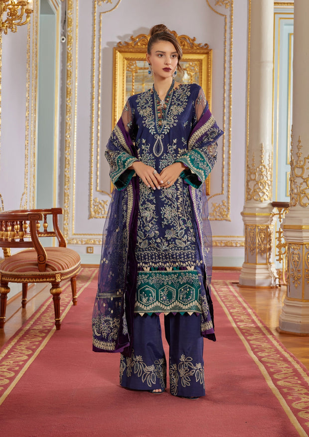 Net Kameez and Raw Silk Trouser Pakistani Wedding Dress