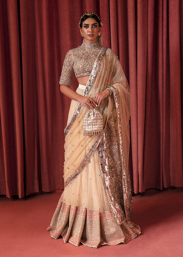 Net Lehenga Choli and Dupatta Bridal Dress Pakistani