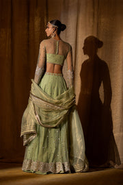 Net Light Green Lehenga Choli Pakistani Wedding