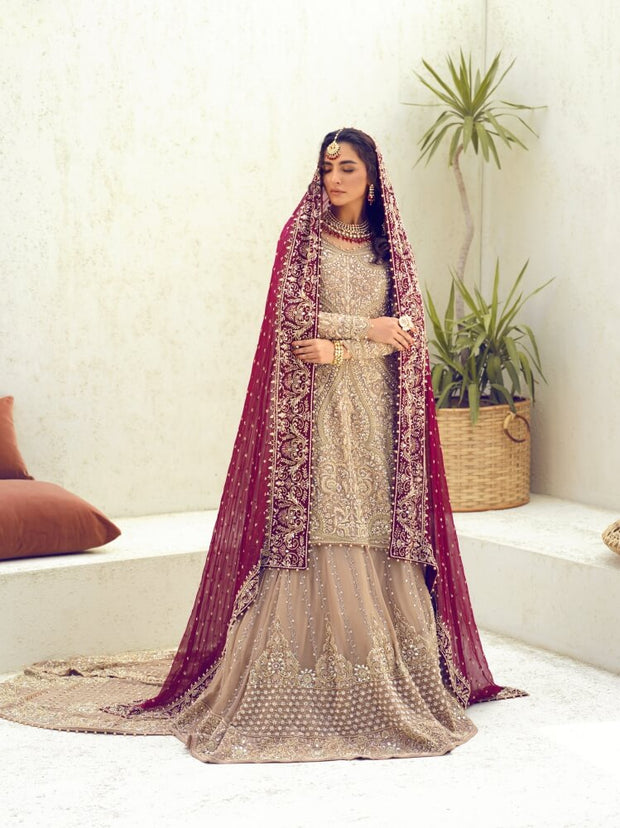 Net Organza Golden Lehenga Shirt for Indian Bridal Wear