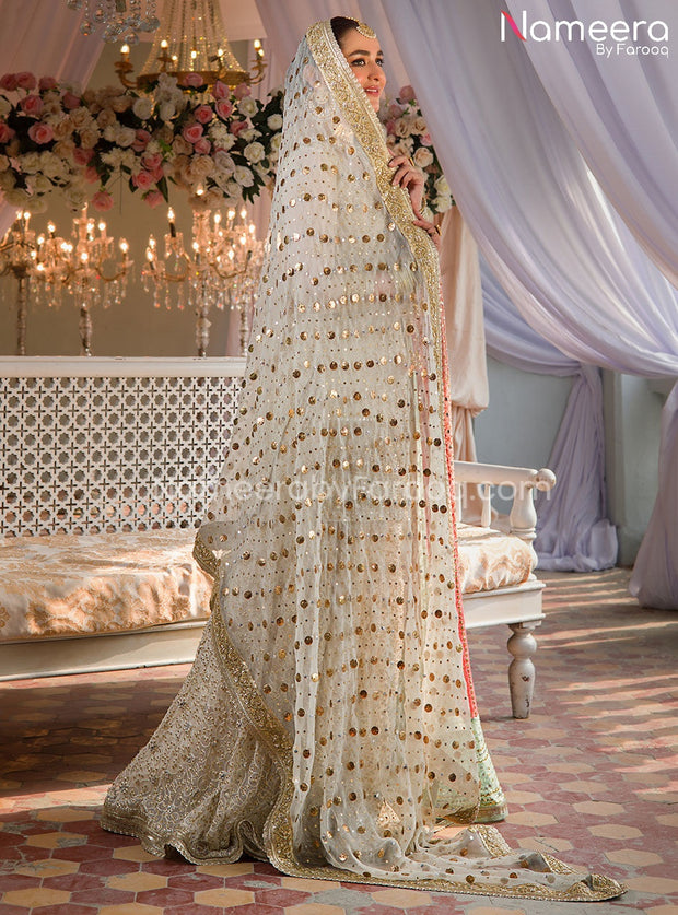 Net Pakistani Bridal Sharara with Short Shirt Dress