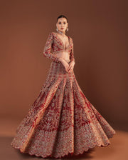 Net Red Lehenga Choli Blouse