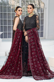 New Black Pakistani Frock with Maroon Contrast Party Wear