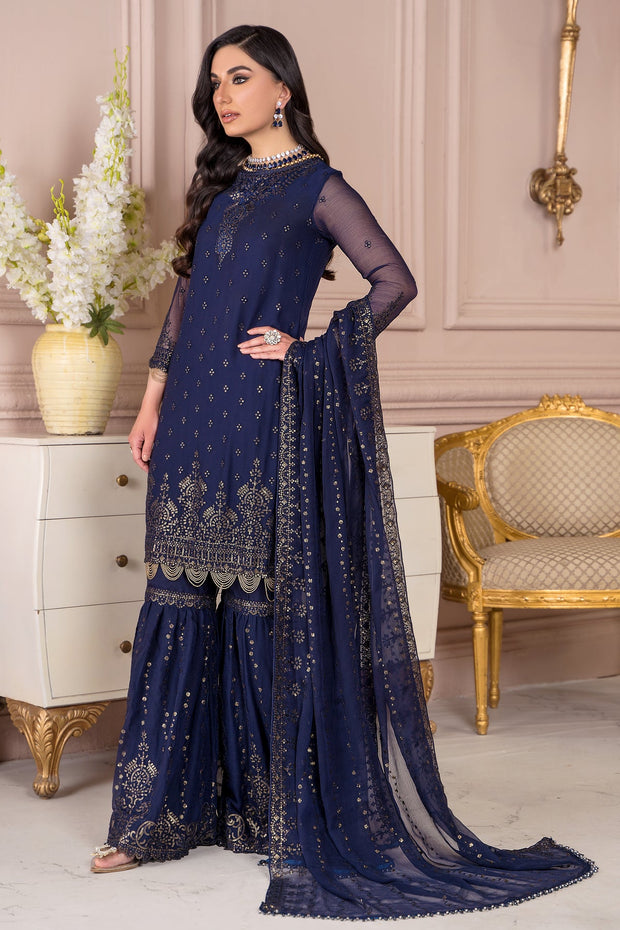 New Blue Pakistani Kameez Sharara with Dupatta Party Wear 2023