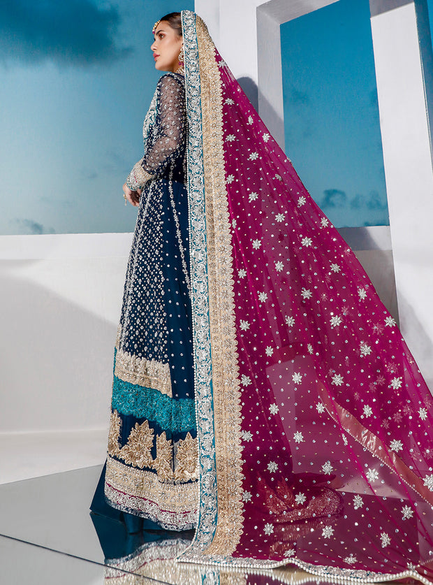 New Bridal Lenga Dress 2020 in Blue Color Backside Look