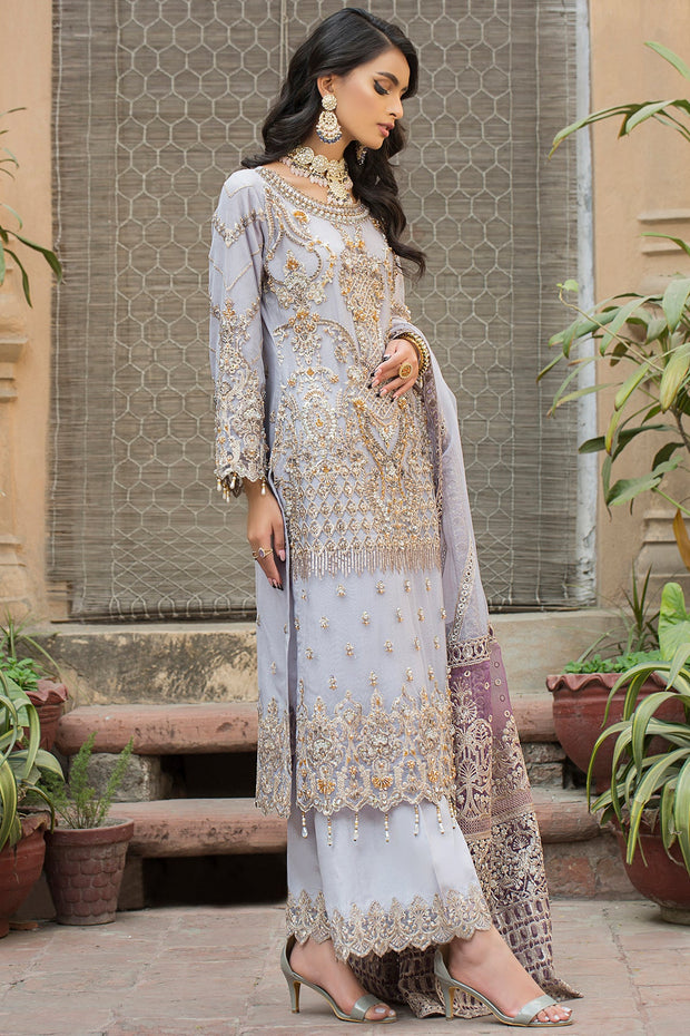New Cloudy Grey hand Embellished kameez Trousers Pakistani Party Dress