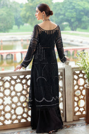 New Embroidered Silk Net Shirt with Sharara in Black Eid Dress
