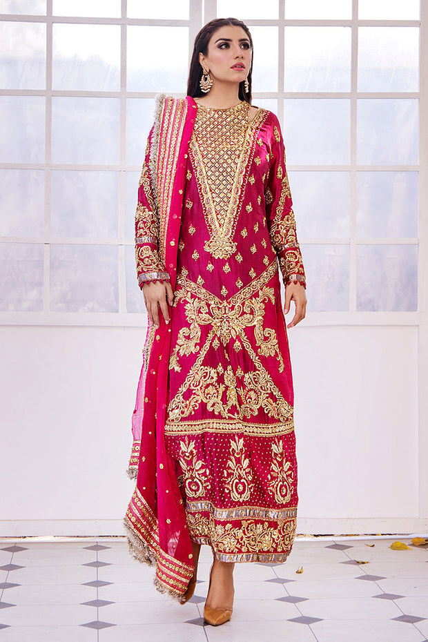 New Fuchsia Pink Hand Embellished Elegant Pakistani Wedding Dress
