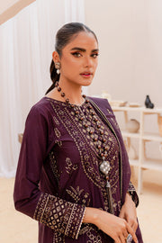 New Grape Purple Paneled Lawn Kameez Trousers Pakistani Party Dress 2023