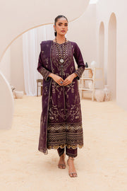 New Grape Purple Paneled Lawn Kameez Trousers Pakistani Party Dress