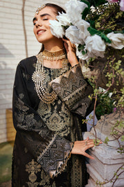 New Jet Black Embroidered Kameez Trousers Pakistani Eid Dress