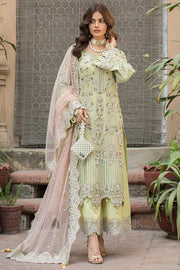 New Light Yellow Hand Embellished Kameez and Trousers Pakistani Party Dress