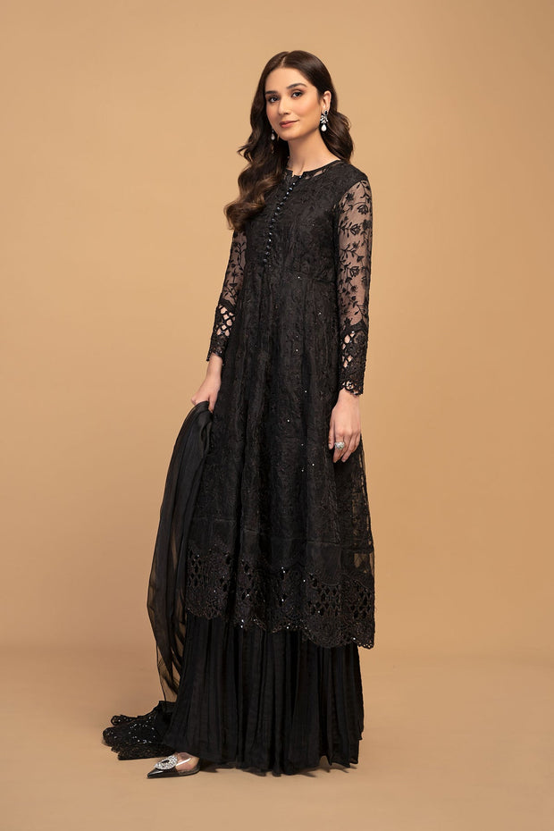 New Maria B Black Embroidered Cotton Kameez Salwar Party Dress 2023