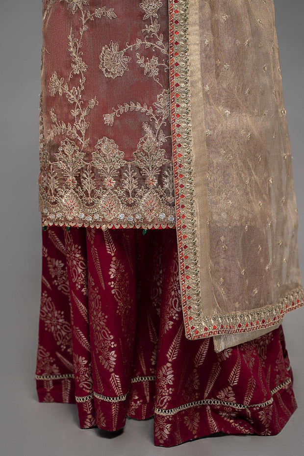 New Maria B Maroon Net Embroidered Pakistani Kameez Salwar Party Wear 2023