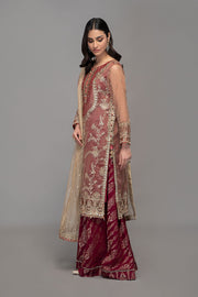 New Maria B Maroon Net Embroidered Pakistani Kameez Salwar Party Wear