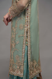New Maria B Sky Blue Embroidered Kameez Salwar Suit Pakistani Party Wear 2023