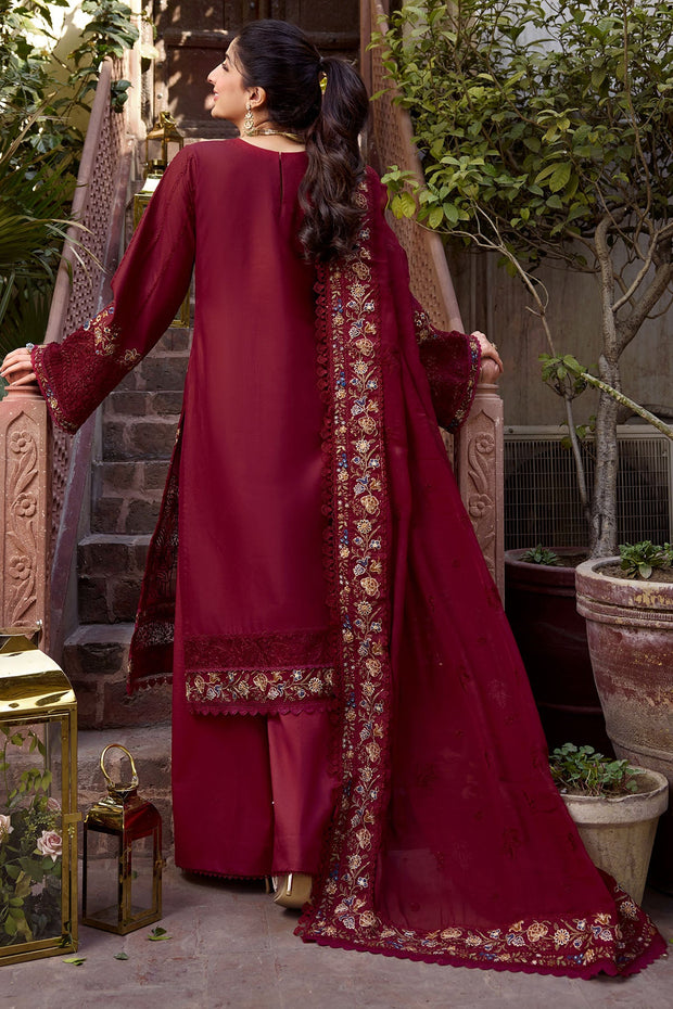 New  Maroon Pakistani Embroidered Kameez with Trousers Eid Dress