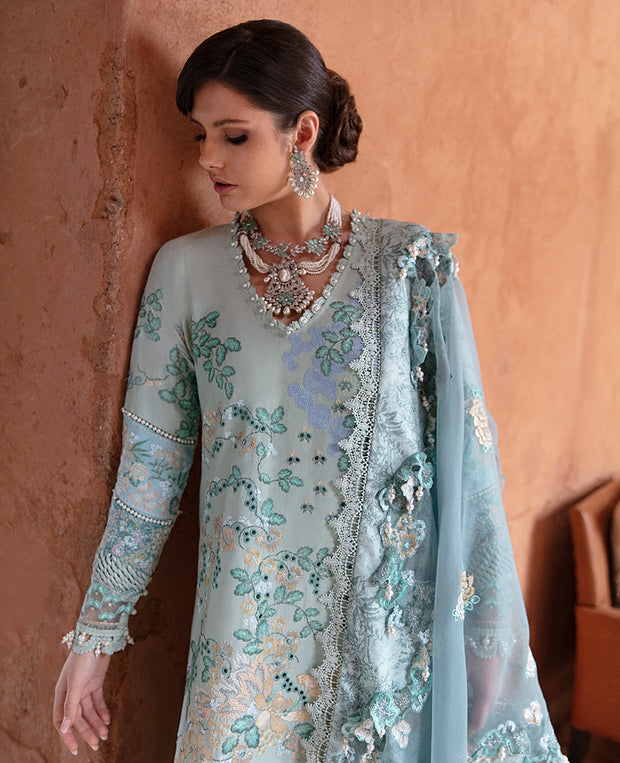 New Mint Green Heavily embellished Pakistani Kameez Salwar Suit with Dupatta